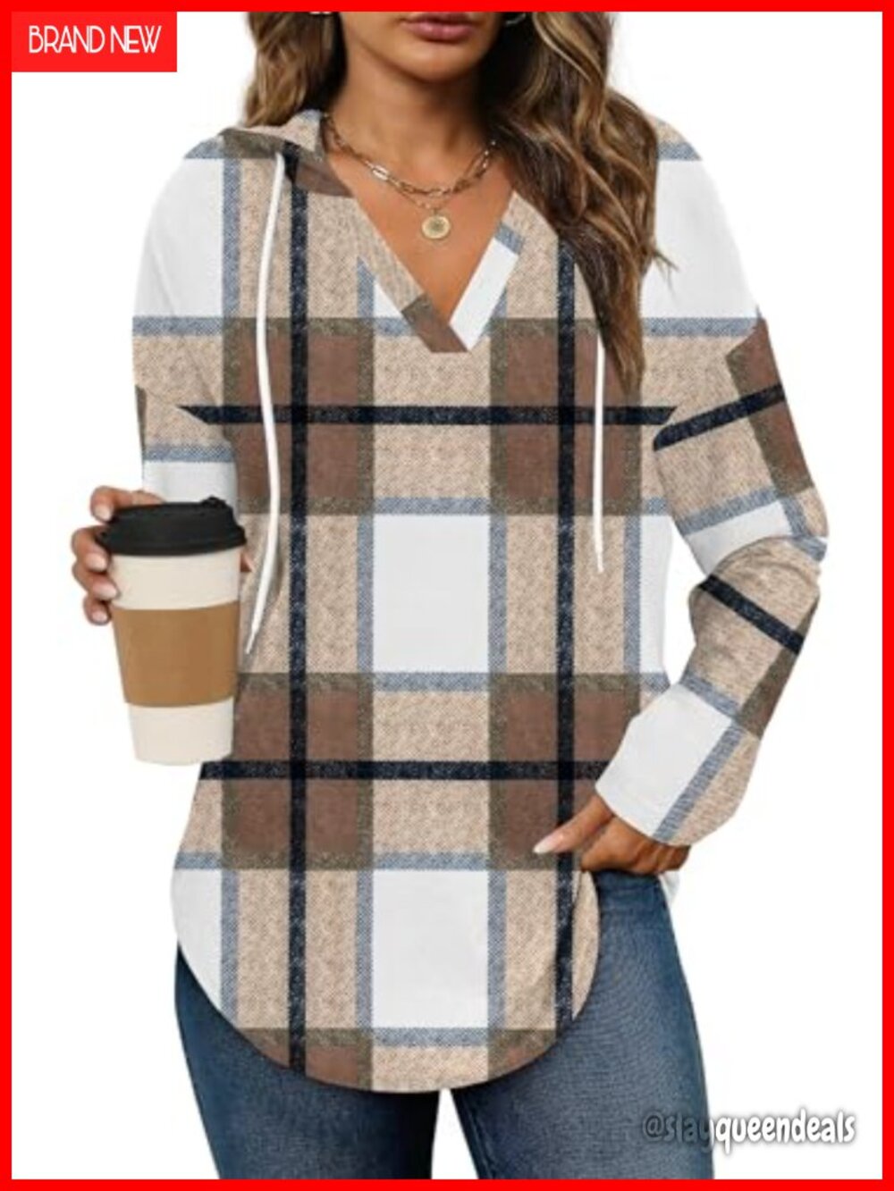 Womens Long Sleeve Fleece Hoodie Sweatshirt V-Neck Pullover Fall Top